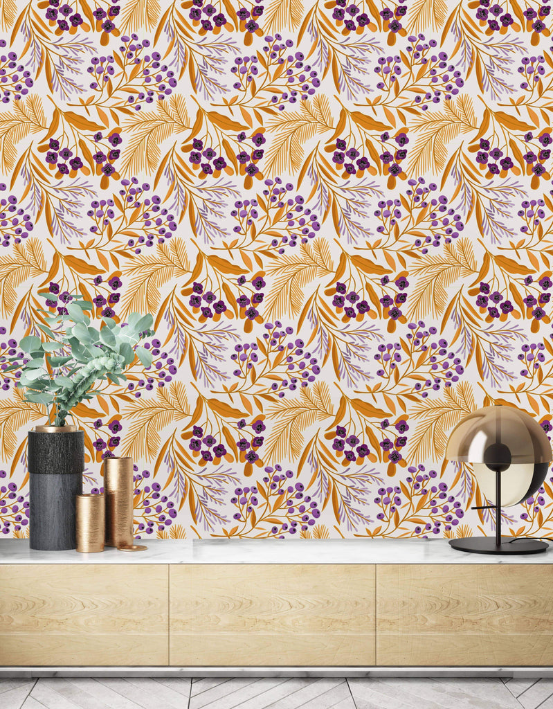 uniQstiQ Floral Purple Floral Pattern Wallpaper Wallpaper