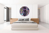 Purple Palm Leaves Mirrored Acrylic Circles Contemporary Home DǸcor Printed acrylic 
