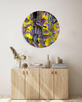 Purple Palm Leaves Mirrored Acrylic Circles Contemporary Home DǸcor Printed acrylic 
