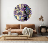 Purple Palm Leaves Mirrored Acrylic Circles Contemporary Home DǸcor Printed acrylic 