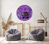 Purple Palm Leaves Mirrored Acrylic Circles Contemporary Home DǸcor Printed acrylic 