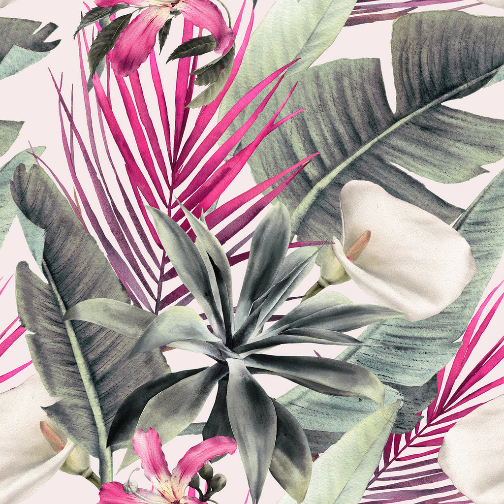 Pink Exotic Leaves Wallpaper  uniQstiQ Tropical