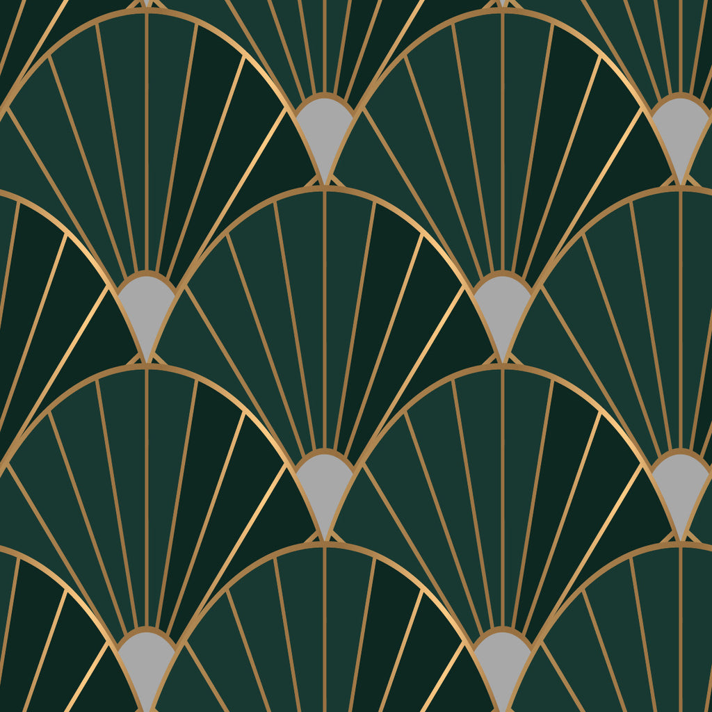 Dark Green and Gold Design Wallpaper uniQstiQ Geometric