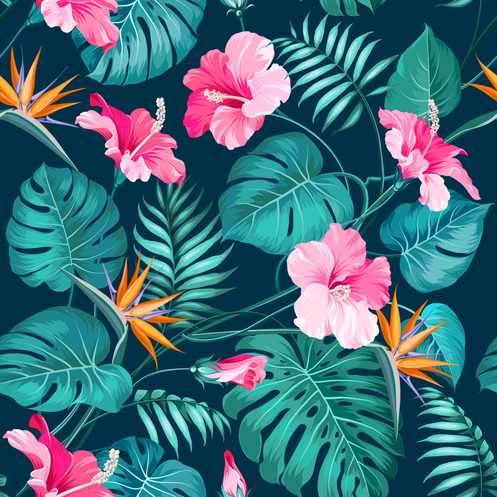 Pink Exotic Flowers Wallpaper uniQstiQ Tropical