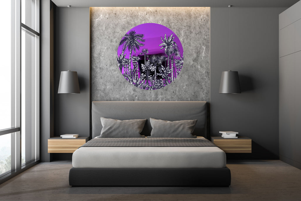 Palms Pattern Mirrored Acrylic Circles Contemporary Home DǸcor Printed acrylic 
