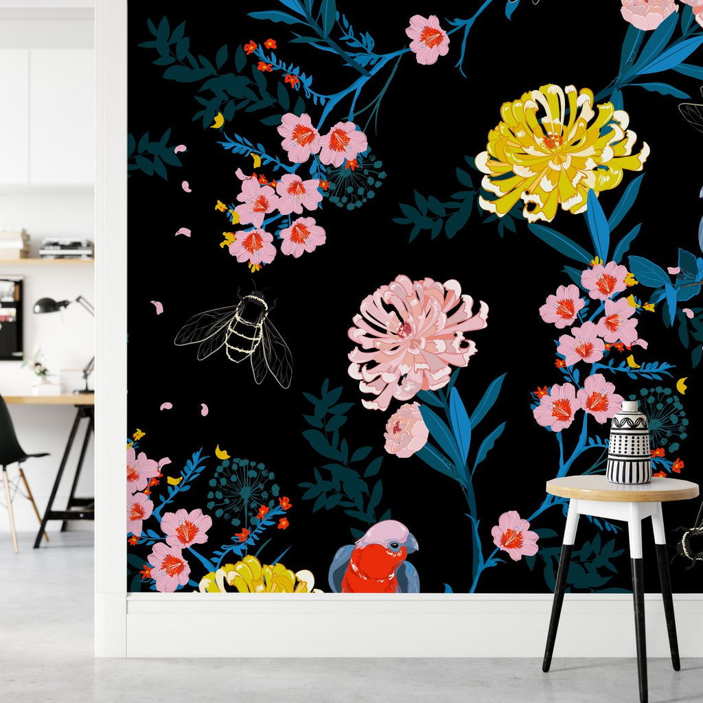 Birds and Flowers Wallpaper  uniQstiQ Murals