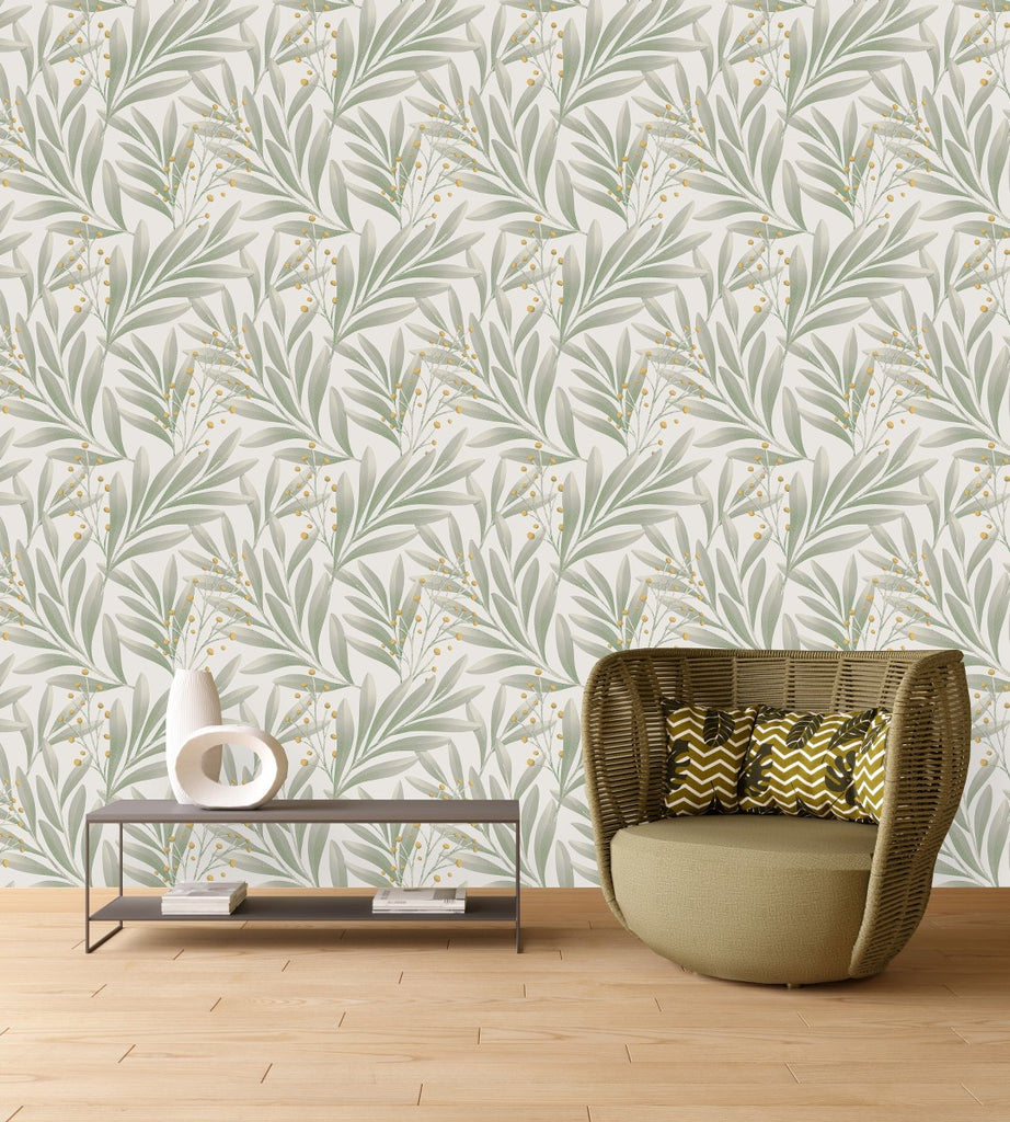 Grey Leaves Wallpaper  uniQstiQ Botanical