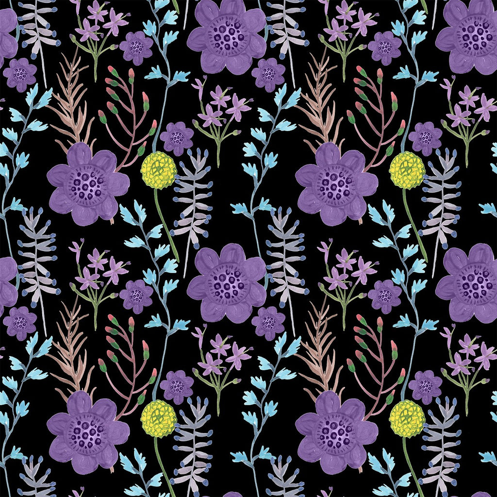 Violet Flowers on Dark Wallpaper  uniQstiQ Floral