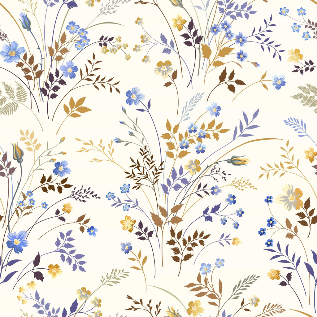 uniQstiQ Botanical Retro Field Flowers Wallpaper Wallpaper