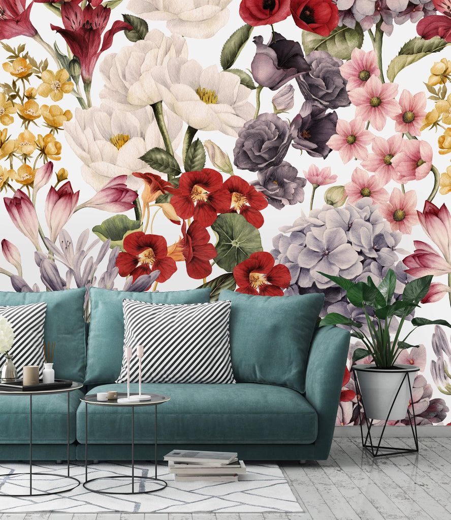 uniQstiQ Murals Retro Floral Mix Wallpaper Mural Wallpaper