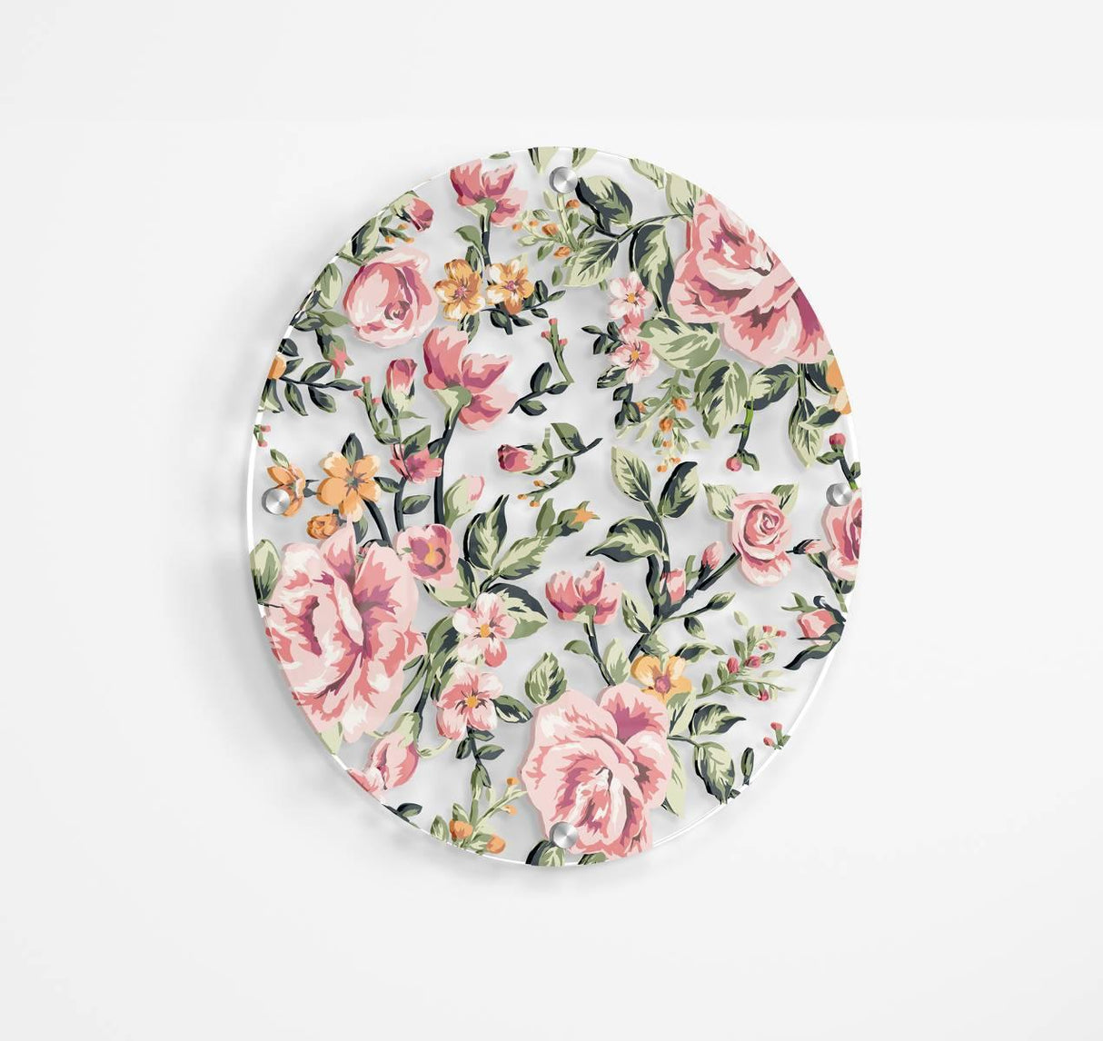 Roses Printed Transparent Acrylic Circle - uniqstiq