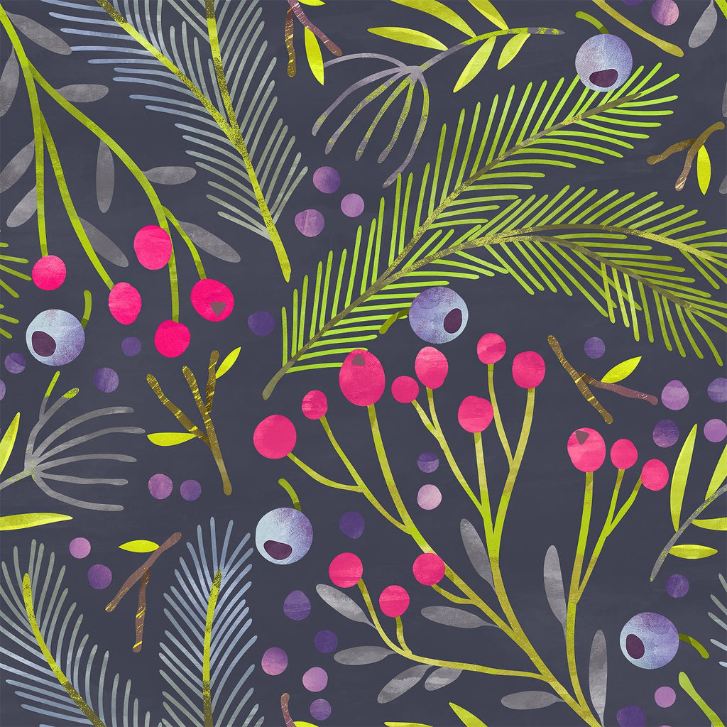 Dark Wallpaper with Berries uniQstiQ Botanical