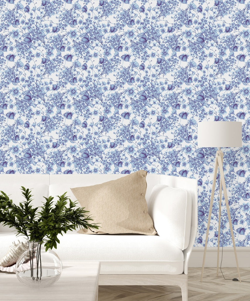 Blue Floral Wallpaper uniQstiQ Botanical