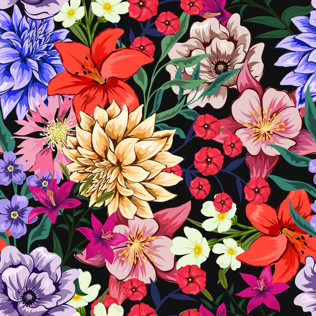 Asters and Lilies Flowers Wallpaper  uniQstiQ Murals