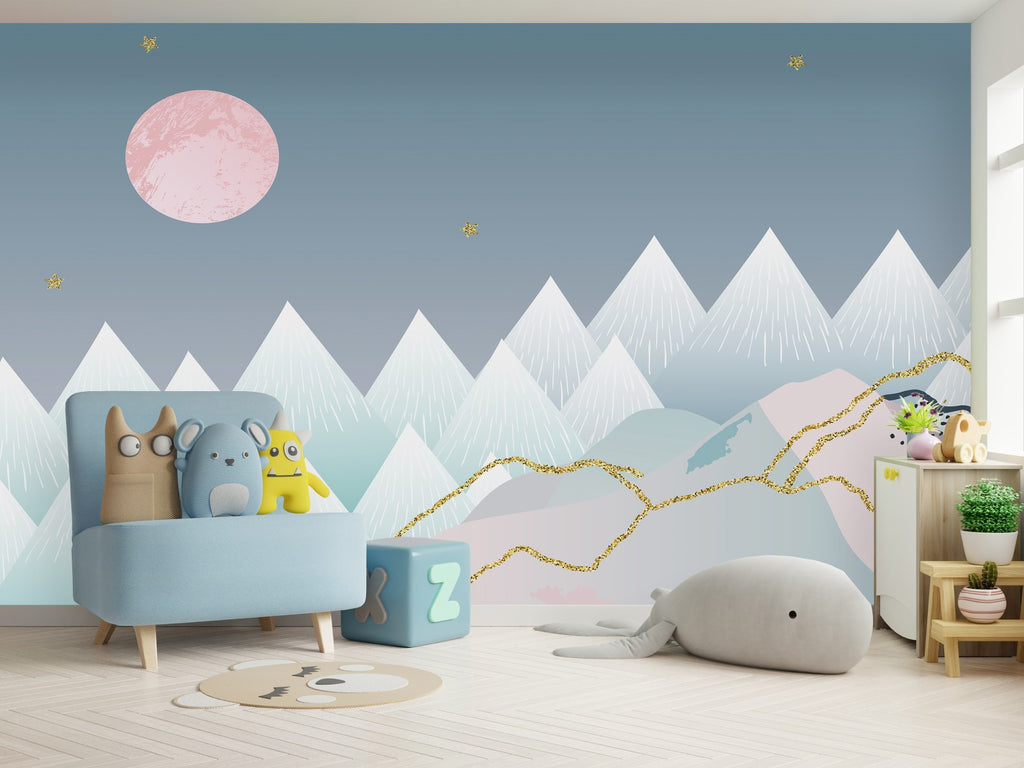 Mountains Pattern Wallpaper for Nursery uniQstiQ Long Murals