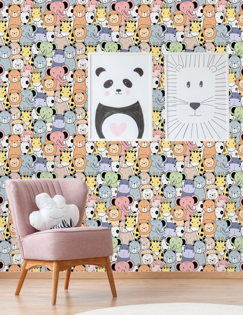 uniQstiQ Kids Set of Animals Pattern Wallpaper Wallpaper