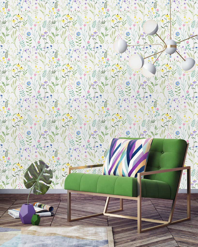 uniQstiQ Botanical Simple Wild Flowers Wallpaper Wallpaper