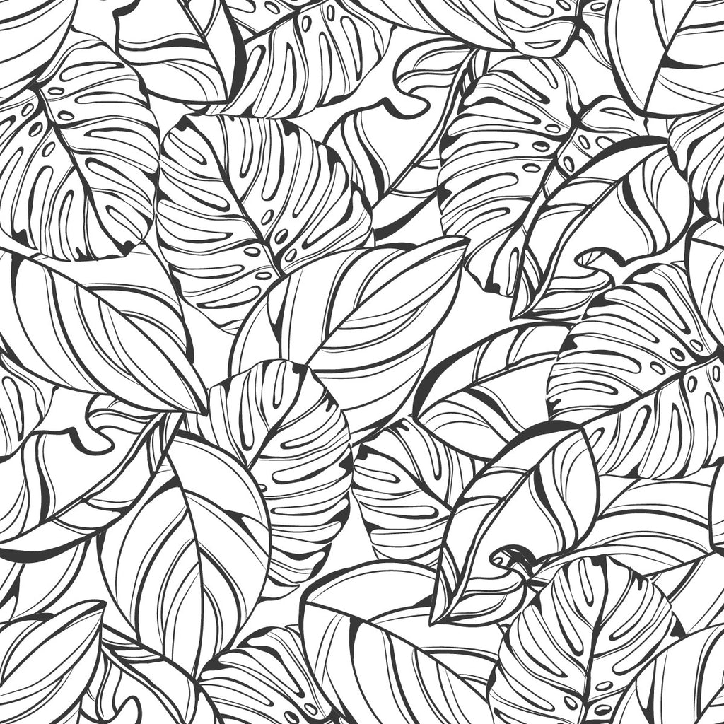 Black and White Hand Drawn Leaves Wallpaper  uniQstiQ Botanical