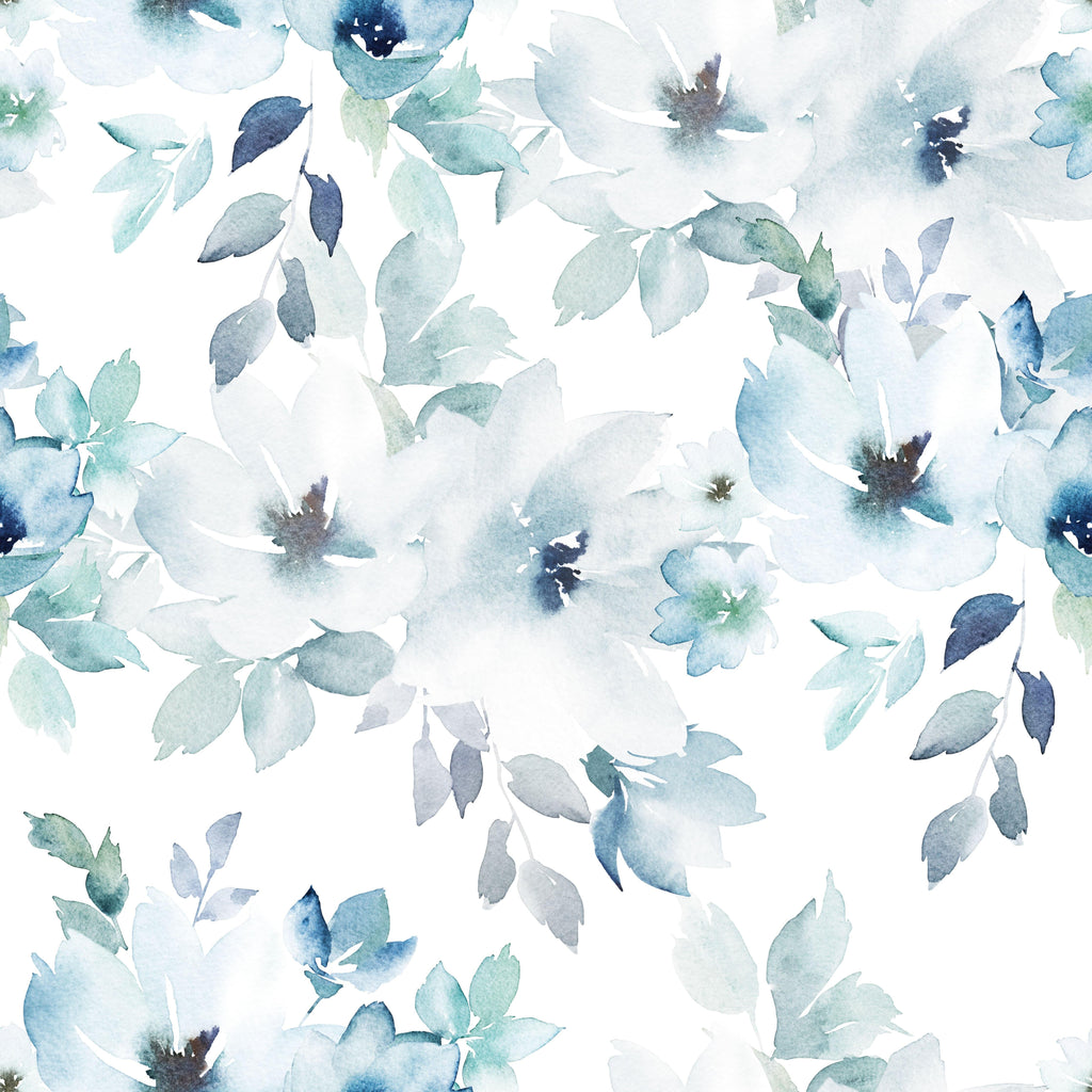 uniQstiQ Floral Soft Blue Flowers Wallpaper Wallpaper