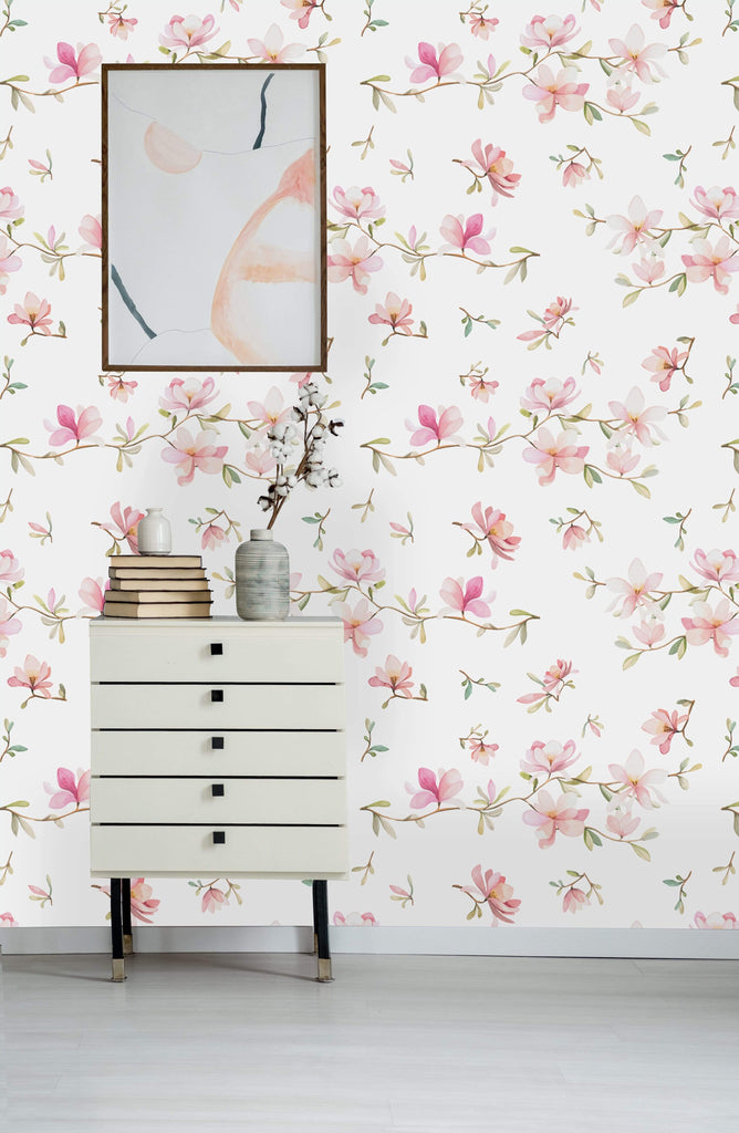 uniQstiQ Floral Soft Pink Flowers Wallpaper Wallpaper