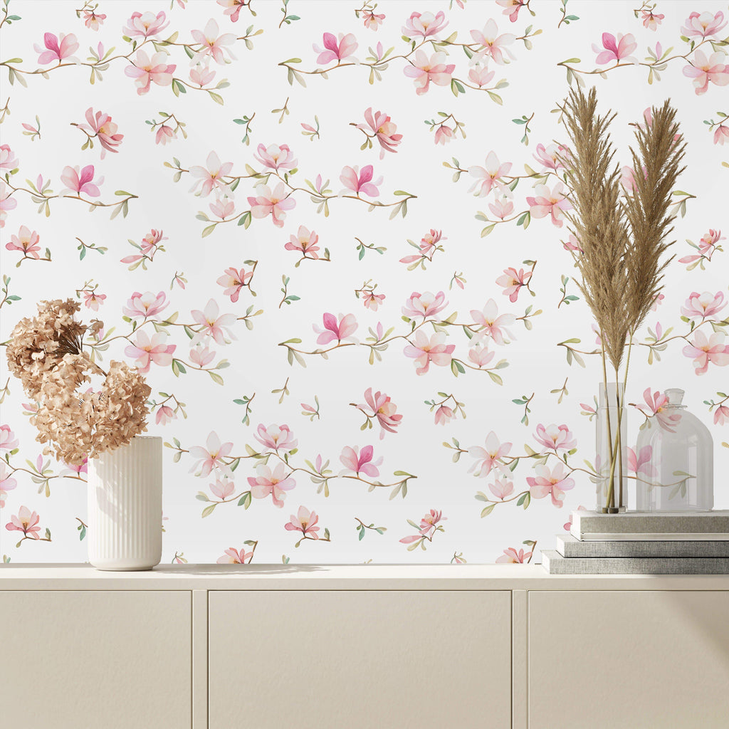 uniQstiQ Floral Soft Pink Flowers Wallpaper Wallpaper