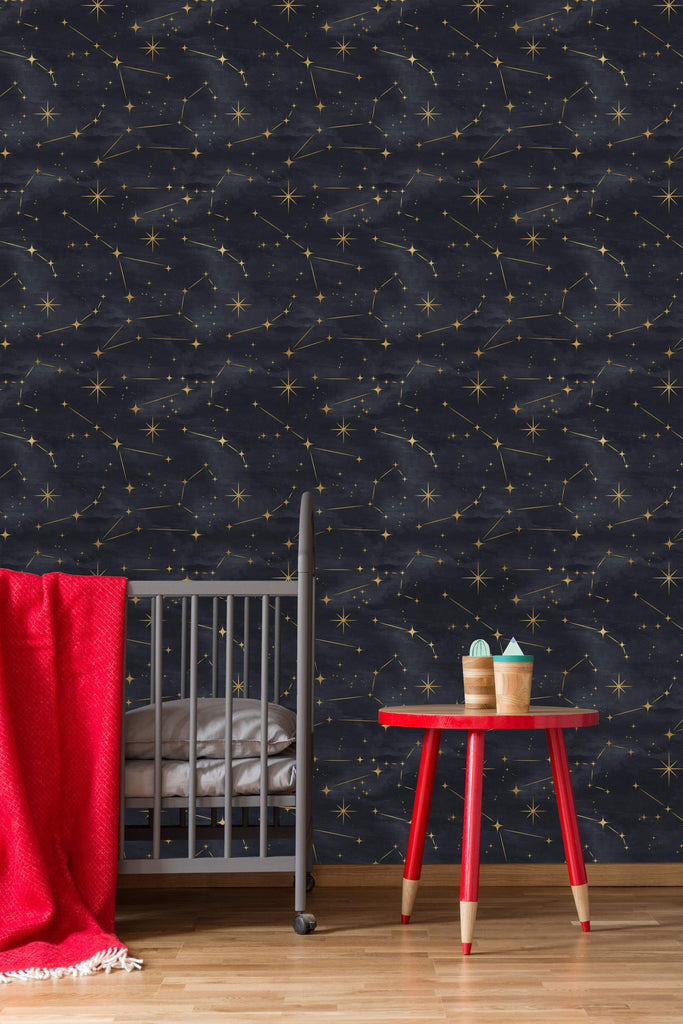 uniQstiQ Kids Stars on Black Wallpaper Wallpaper