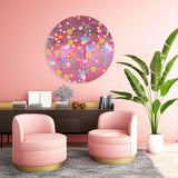 Summer Flowers Mirrored Acrylic Circles Contemporary Home DǸcor Printed acrylic 