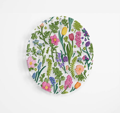 Summer Flowers Printed Transparent Acrylic Circle - uniqstiq