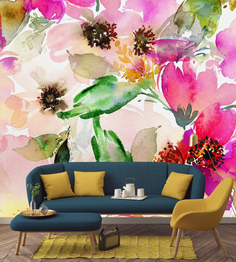 Beautiful Field Flowers Printed Mirror Acrylic Circles Wall by uniQstiQ