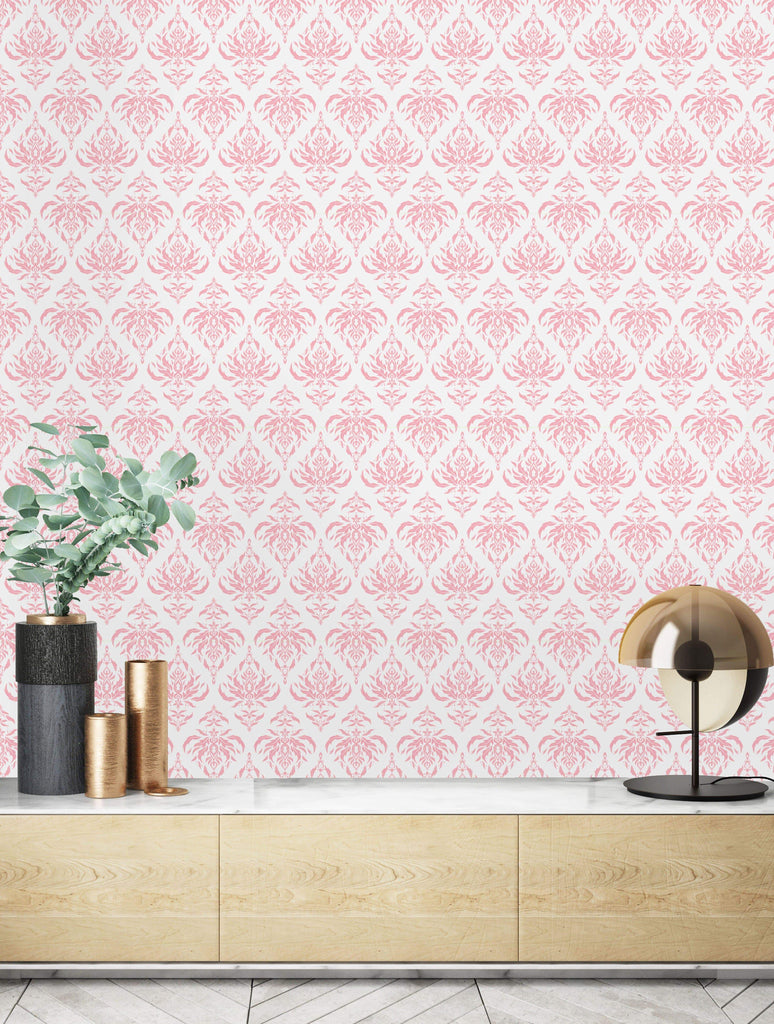 uniQstiQ Vintage Swirly Pink Pattern Wallpaper Wallpaper