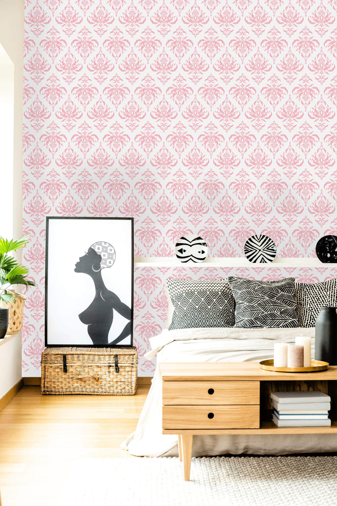 uniQstiQ Vintage Swirly Pink Pattern Wallpaper Wallpaper