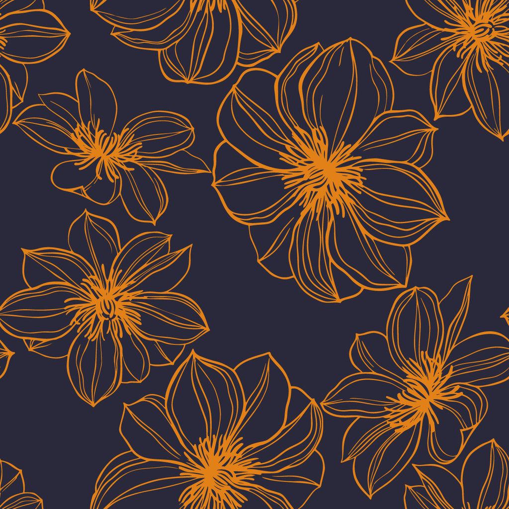 Orange Contour of Flowers Wallpaper uniQstiQ Floral