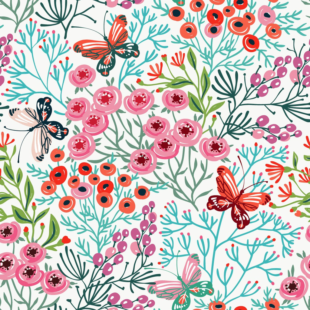 Poppies and Butterflies Wallpaper uniQstiQ Floral
