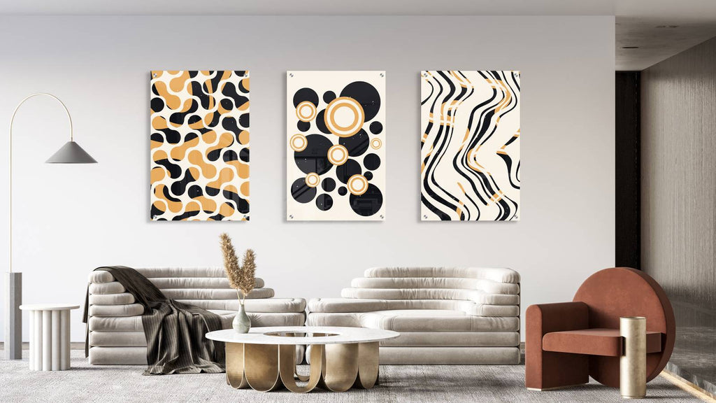 Geometrical Abstract Shapes Set of 3 Prints Modern Wall Art Modern Artwork Image 2