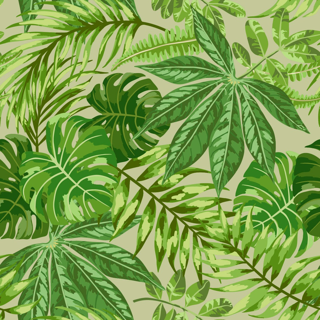 Green Exotic Leaves Wallpaper uniQstiQ Murals