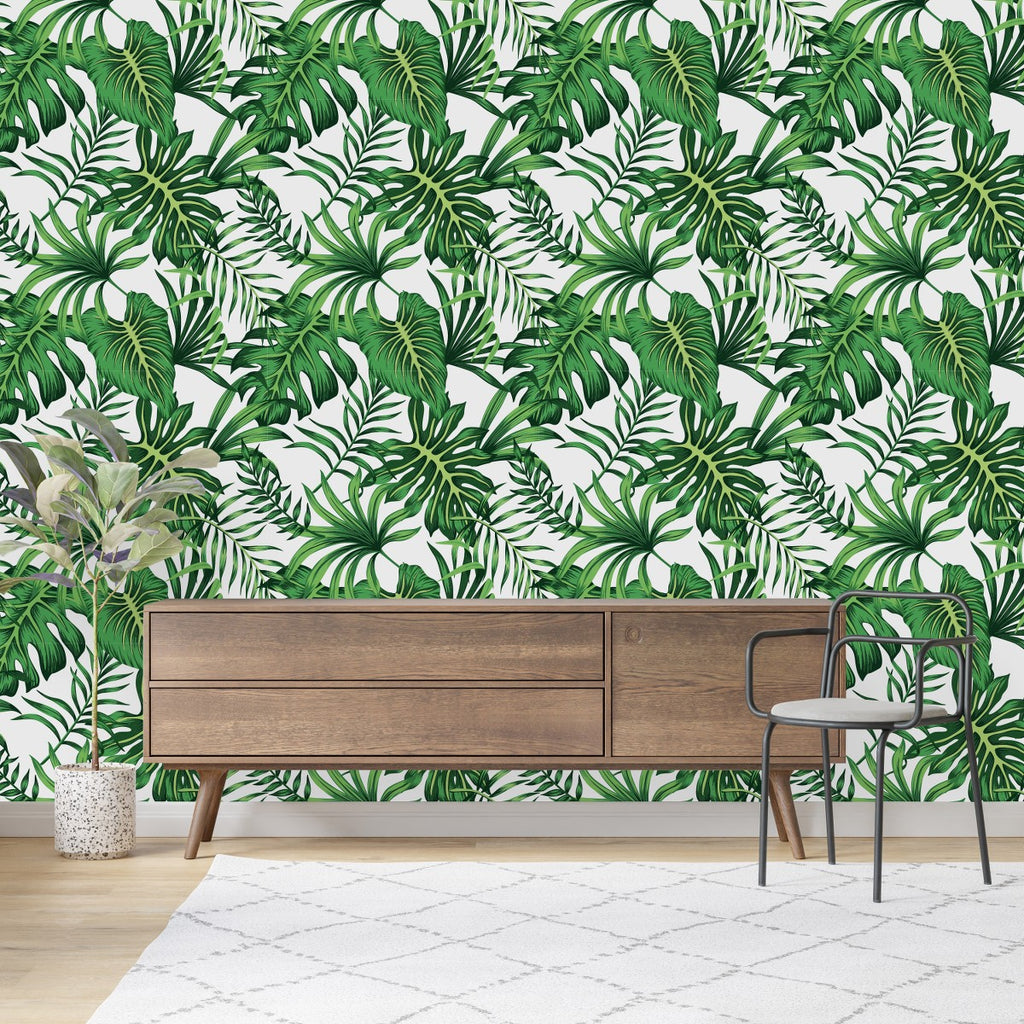 Green Monstera Leaves Wallpaper uniQstiQ Tropical