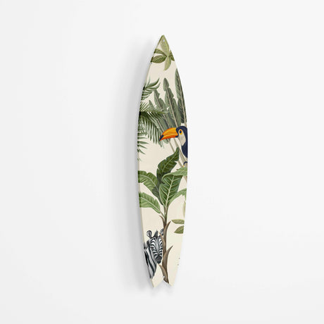 Tropical Toucan Zebra Acrylic Surfboard Wall Art - uniqstiq