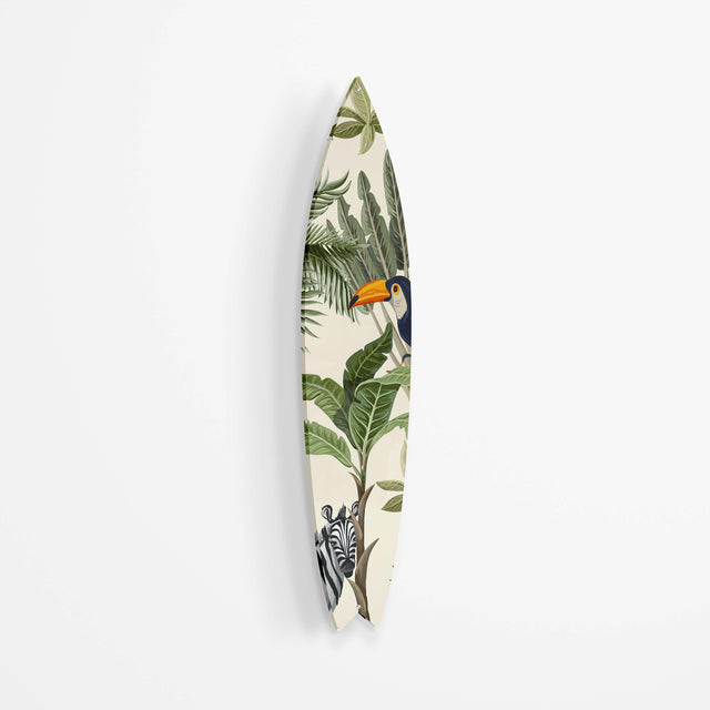 Tropical Toucan Zebra Acrylic Surfboard Wall Art - uniqstiq