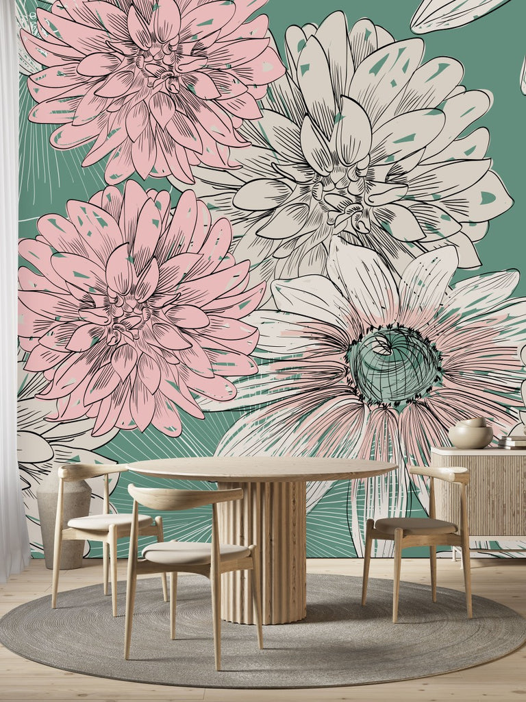 Green Floral Wallpaper uniQstiQ Murals