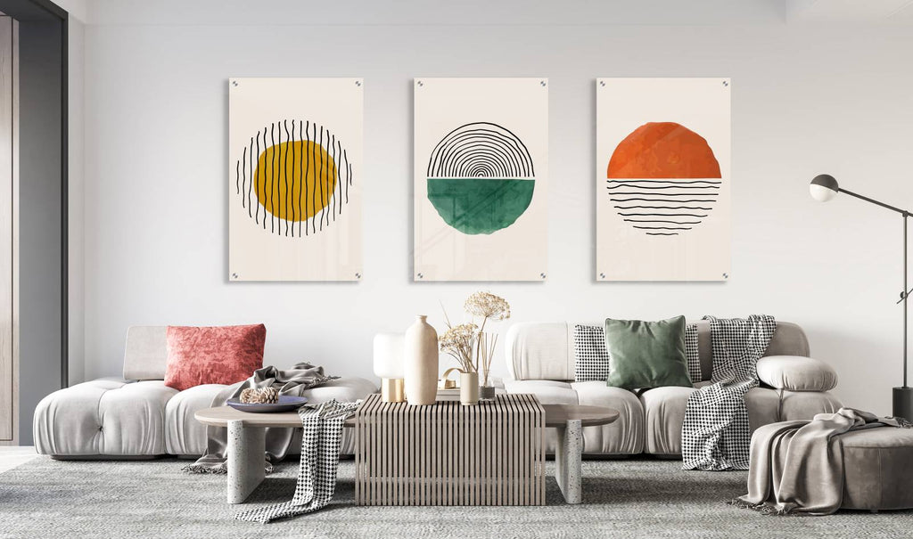 Geometrical Pattern Set of 3 Prints Modern Wall Art Modern Artwork Image 1