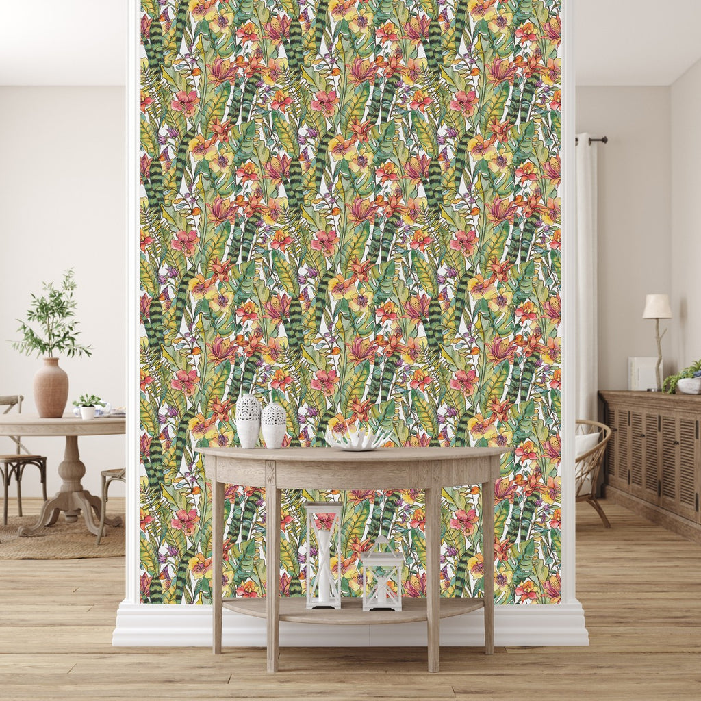 Palm Leaves with Flowers uniQstiQ Tropical