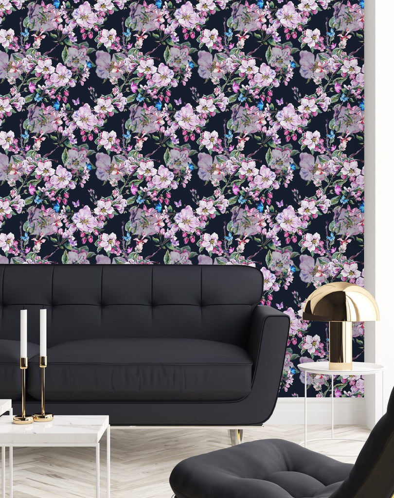 Dark Wallpaper with Apricot Tree  uniQstiQ Floral