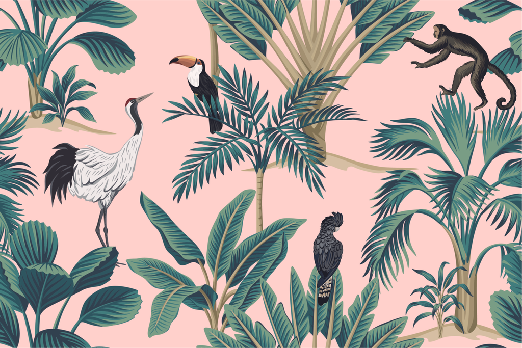 Exotic Palms Pattern Wallpaper  uniQstiQ Long Murals