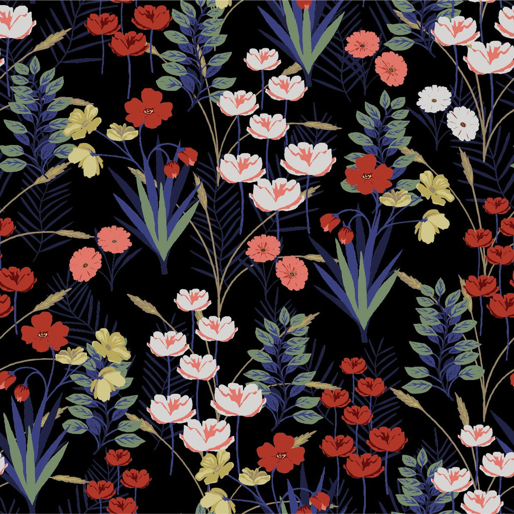 Dark Floral Meadow Wallpaper uniQstiQ Floral