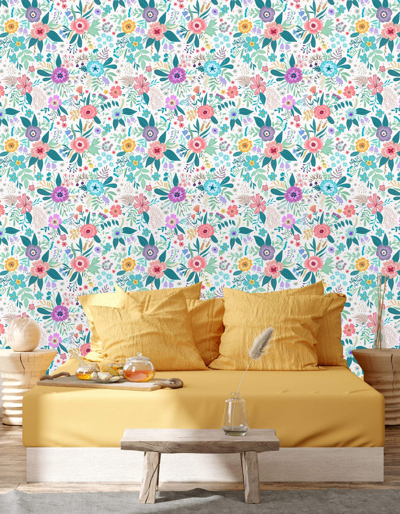 uniQstiQ Floral Vibrant Floral Pattern Wallpaper Wallpaper