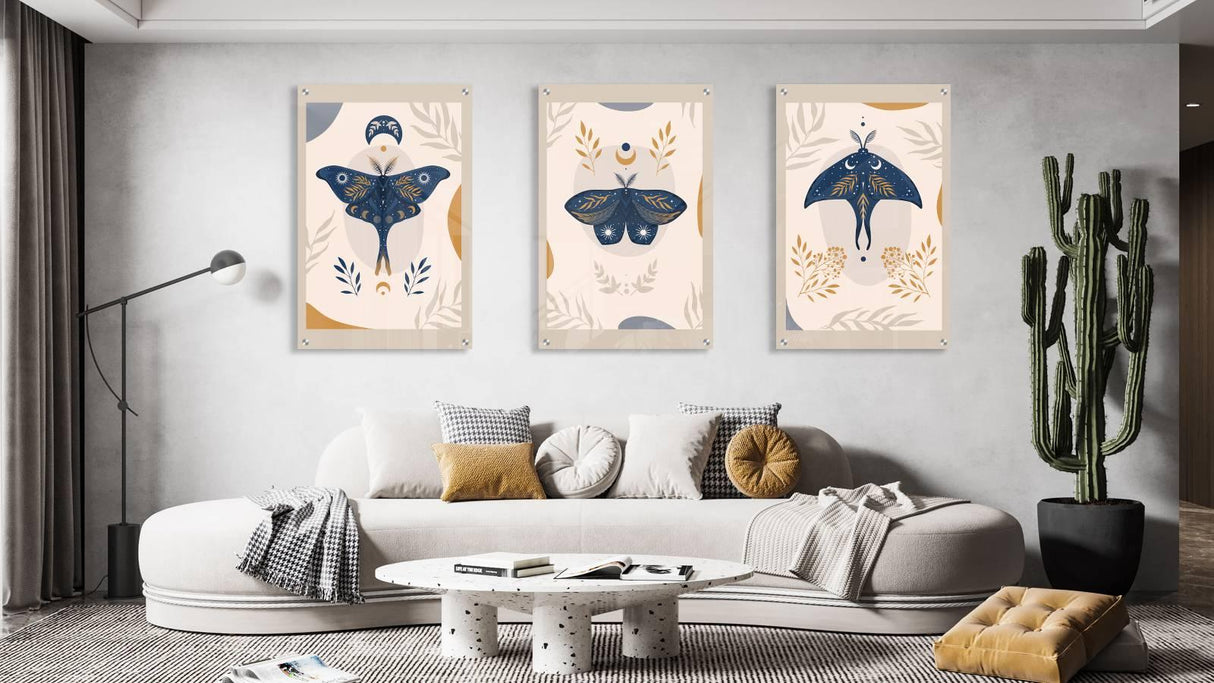 Vintage Pattern Set of 3 Prints Modern Wall Art Modern Artwork Image 1