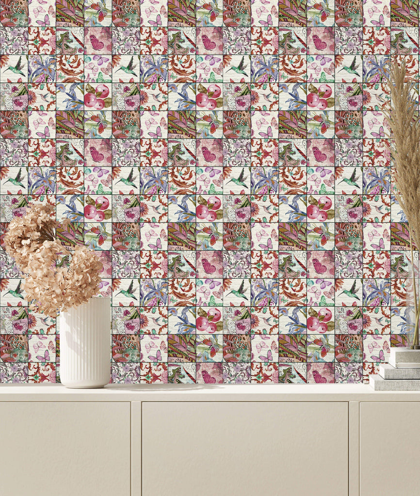 uniQstiQ Geometric Vintage Tiles Pattern Wallpaper Wallpaper