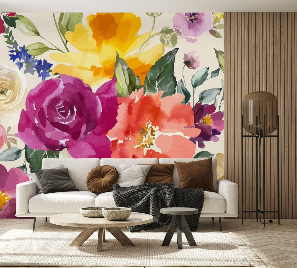 Watercolored Flowers Wallpaper uniQstiQ Murals