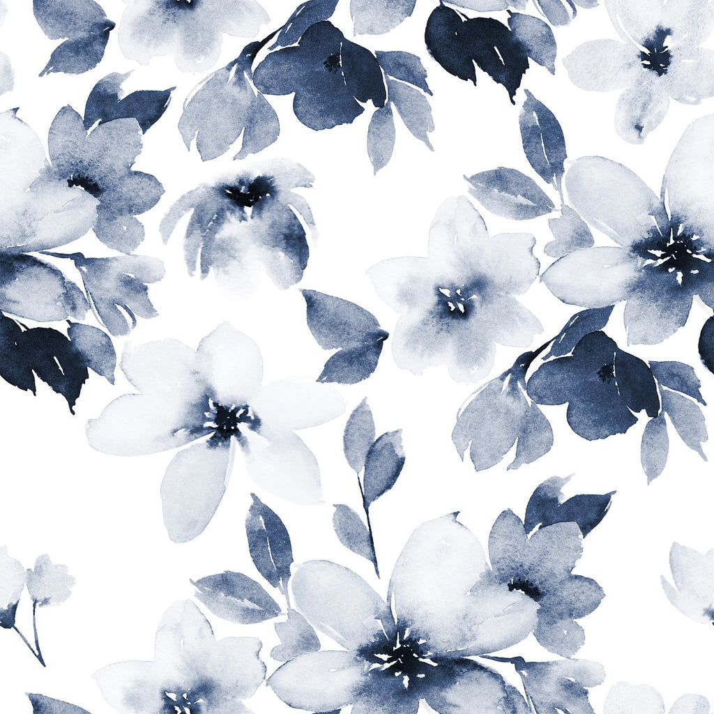 White Wallpaper with Dark Flowers  uniQstiQ Floral