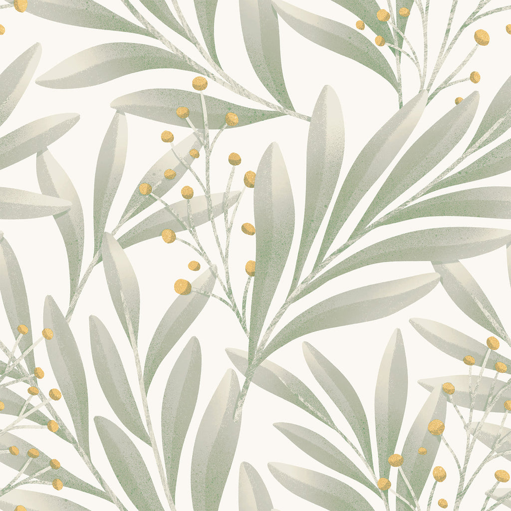 Grey Leaves Wallpaper  uniQstiQ Botanical